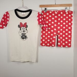Hanna Andersson Disney Minnie Mousered Polka Dot Kids Pajama Set Girls Size 14